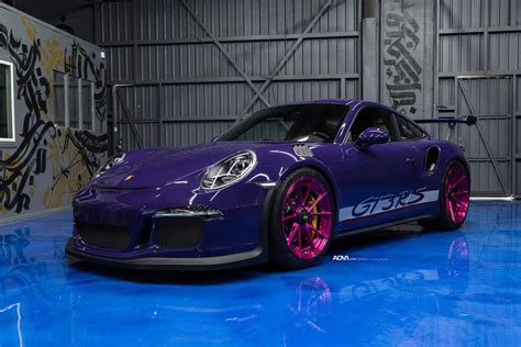 Ultraviolet Porsche 911 Gt3 Rs Poses With Pink Wheels Carscoops