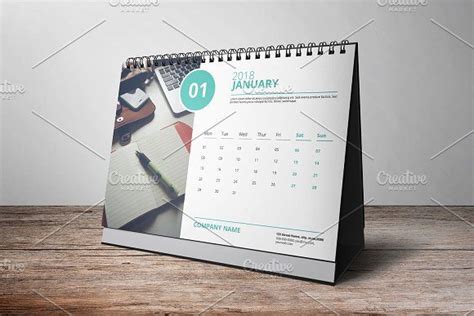 Desk Calendar Template 2018 V09 By Template Shop On Creativemarket