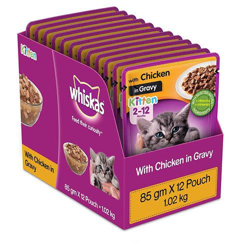 Whiskas Kitten 2 12 Months Wet Cat Food Chicken In Gravy 85 Grams