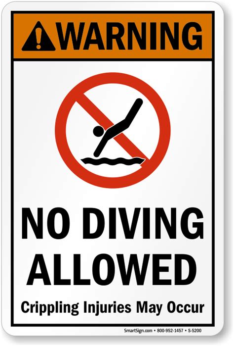 No Diving Signs Shallow Water No Diving Signs
