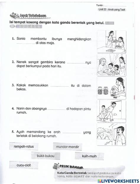 T3 Tatabahasa Kata Ganda Berentak Worksheet Malay Language Language
