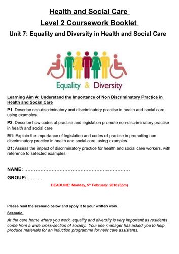 Level 2 Unit 7 Equality And Diversity Coursework Booklet Teaching