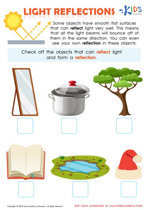 Light Reflections Worksheet For Kids