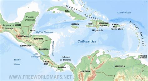 Caribbean Physical Map