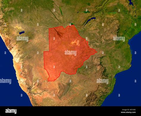 Highlighted Satellite Image Of Botswana Stock Photo Alamy