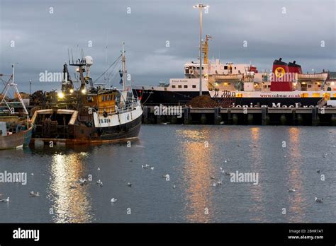 Port Of Campbeltown Kintyre Argyll At Dusk With Mv Isle Of Arran And