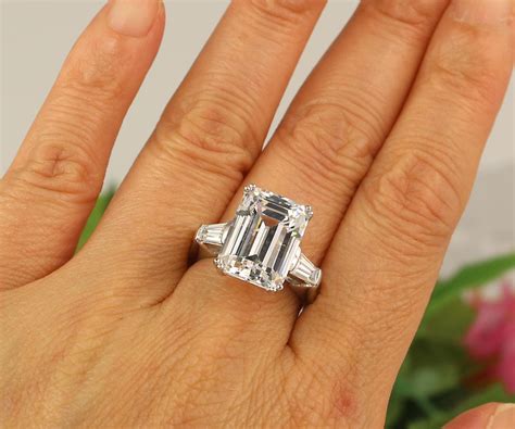 Carat Emerald Cut Ring Huge Engagement Ring Stone Ring Etsy Hong Kong