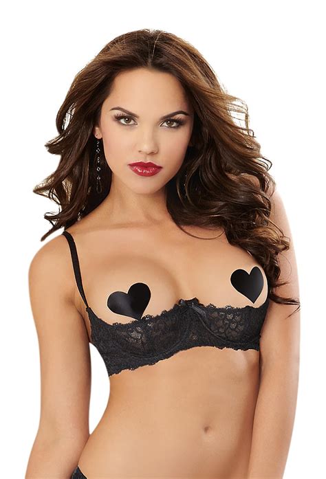 Dreamgirl Black Sexy And Delicate Scalloped Lace Open Cup Underwire