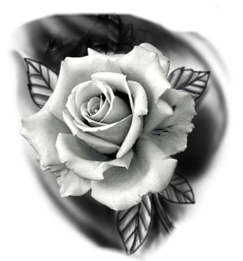 Black And Grey Realistic Rose Tattoo Design