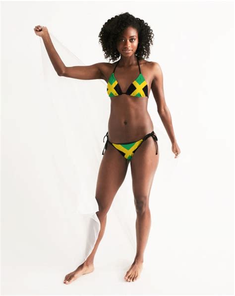 jamaican flag bikini top and bottom etsy uk