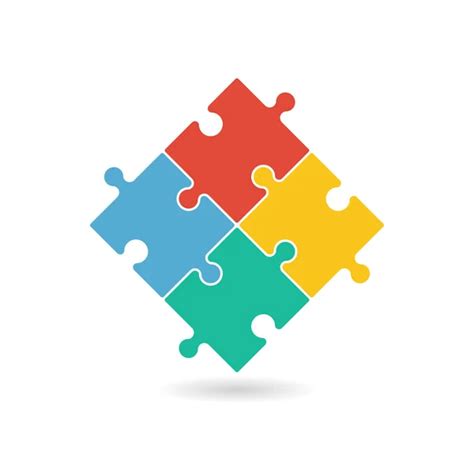 Colorful Puzzle Pieces Forming A Square In Movement Vector Graphic