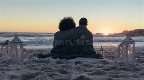 Couple Admiring The Sunset From Beach Stock Image Image Of Rear Weekend 125978861