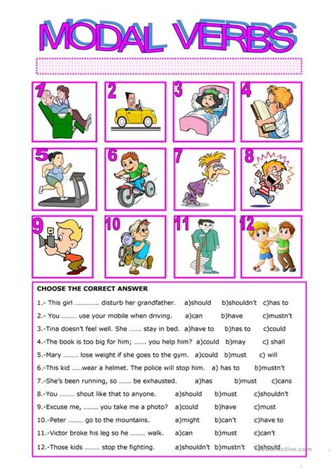 I / you / he / she / it / we / you / they + modal verb + main verb. MODAL VERBS - English ESL Worksheets for distance learning and physical classrooms