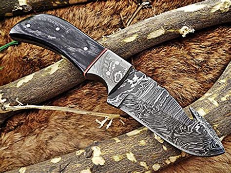 8 Long Hand Forged Damascus Steel Full Tang Blade Gut Hook Skinning