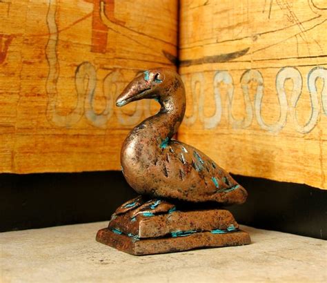 Geb Goose Form Earth Deity Miniature Altar Statue And