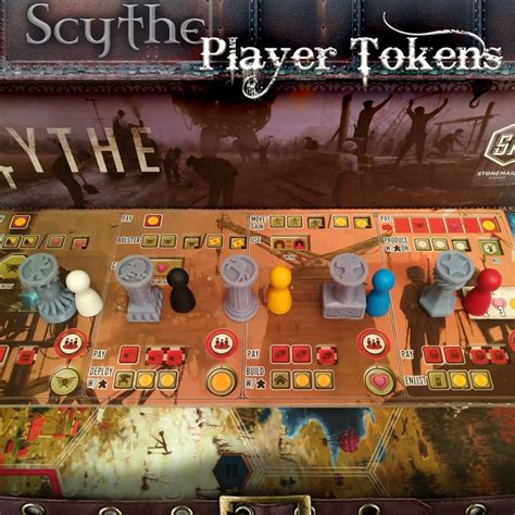 Scythe The 9 Factions Player Action Tokens Board Game 3d Etsy