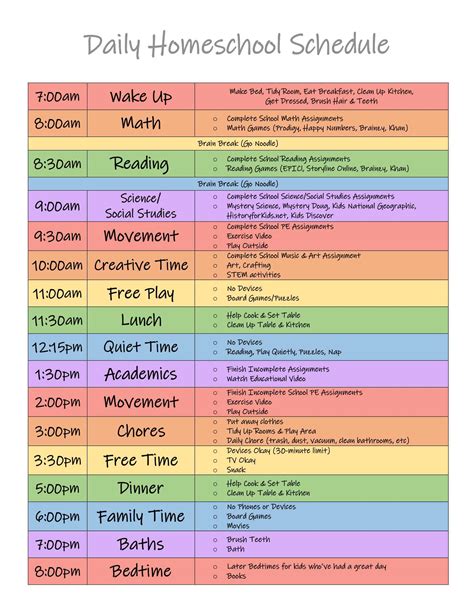 Free Printable Homeschool Schedule Templates [PDF, Word, Excel]