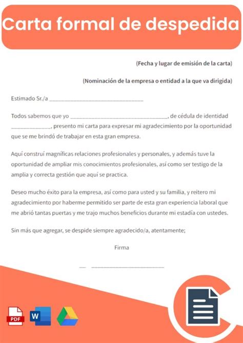 Carta Formal De Despedida Guías Online Word Pdf