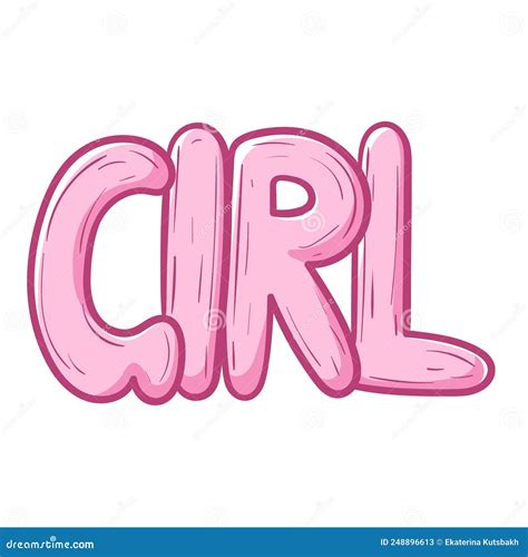 Hand Drawn Cartoon Lettering Word Girl Vector Doodle Illustration