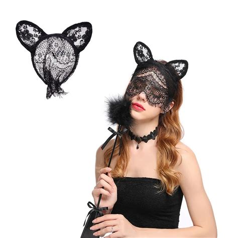 Sexy Cat Ears For Women Lesbian Lace Headband Adult Games Sm Bondage
