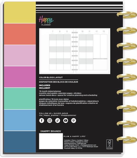 2023 Deluxe Spread Some Happy Happy Planner Classic Colorblock Layou