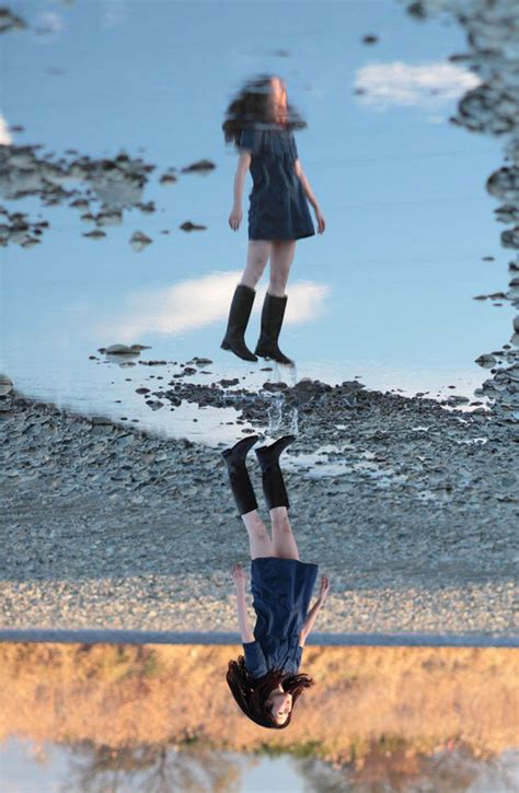 Reflection In A Puddle Makes My Friend Look Like Shes Flying