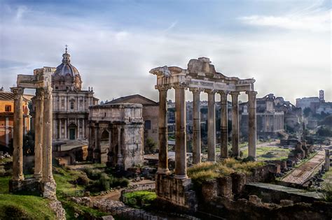 Papel De Parede Panorama Cidade Antigo Construção Céu Romano