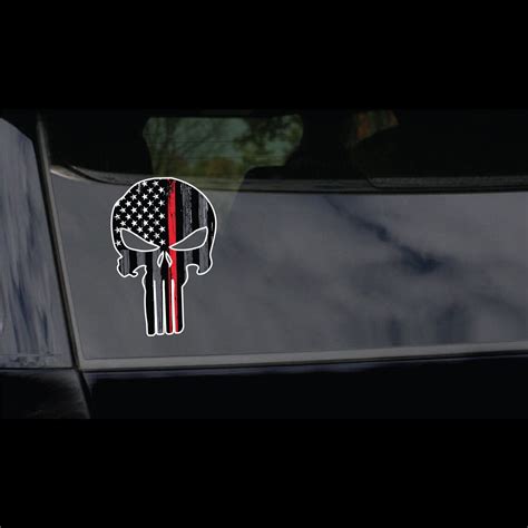 Thin Red Line Firefighter Punisher Skull Car Decal Vinyl Etsy