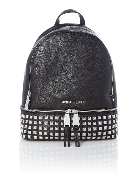 Michael Kors Rhea Zip Black Small Studded Backpack In Black Lyst