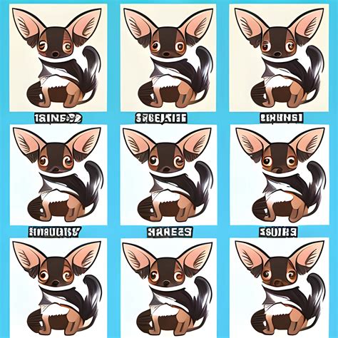 Create A 2d Long Haired Chihuahua Character Sheet With All Body