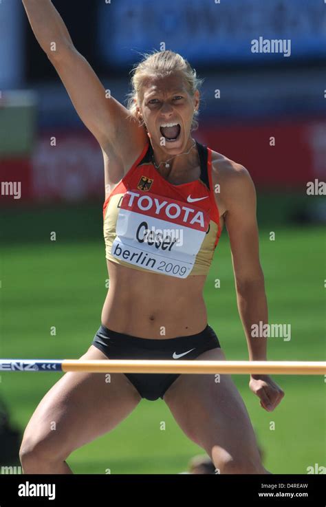 Germany S Jennifer Oeser Overcomes The Ba In A High Jump Heat Of The