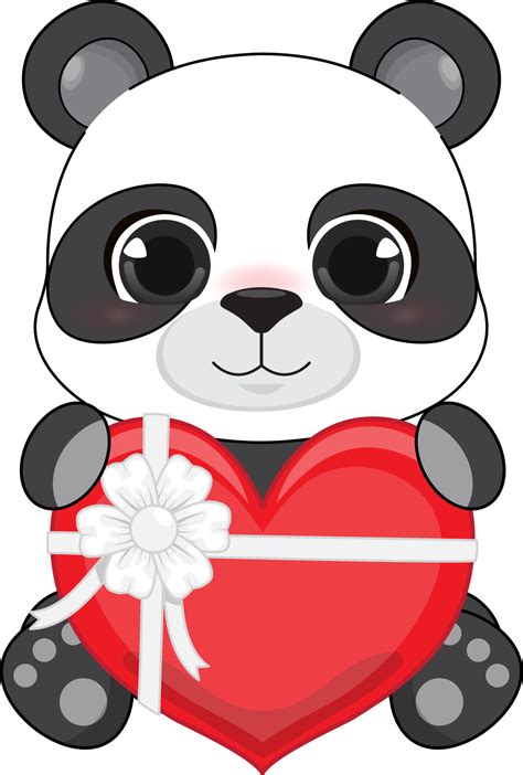 Happy Valentine S Day With Cute Cartoon Little Valentine Panda In Love