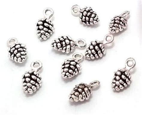 10 Silver Pine Cone Pine Cone Charms Antique Silver Christmas