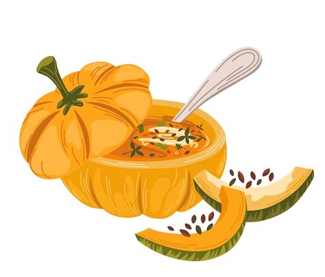 Premium Vector Pumpkin Soup Traditional Autumn Thanksgiving Food