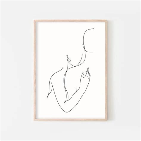 Abstract Couple Line Art Romantic Poster Couple One Line Art Body