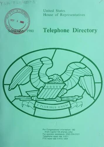 Telephone Directory United States House Of Representatives