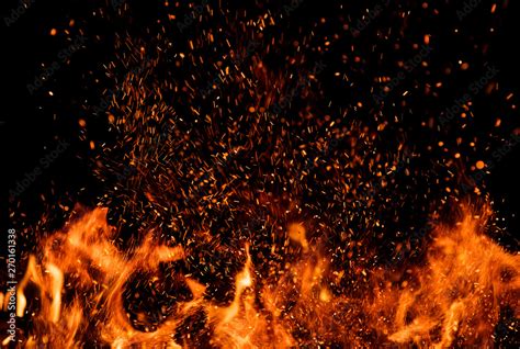 Detail Of Fire Sparks Isolated On Black Background Stock Photo Adobe