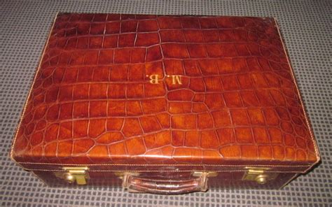 Bonhams A Brown Crocodile Leather Vanity Case Early 20th Century