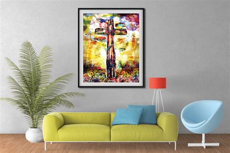 Christian Cross Art Print Cross Art Christian Painting Etsy