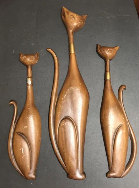 vintage sexton 1960s siamese cats metal wall hangings set mid century modern mcm 170 00 picclick