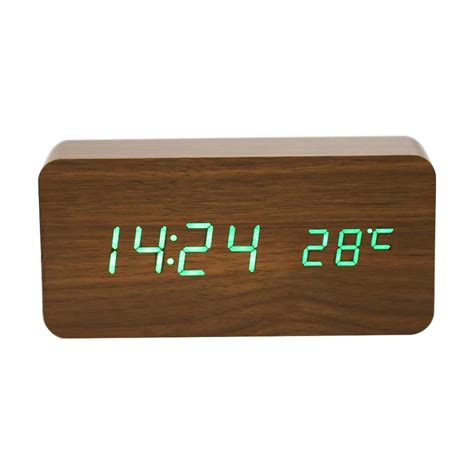 Wooden Digital Led Alarm Clock Voice Activated Electronic Wooden Alarm
