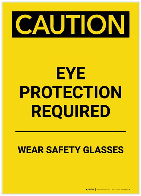 caution ppe eye protection required wear safety glasses portrait label