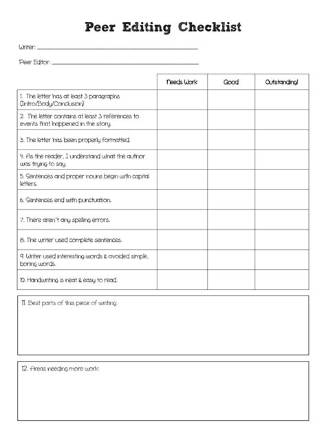 Peer Editing Checklist Fill Out And Sign Online Dochub
