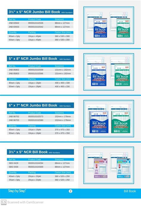 SBS Jumbo NCR Bill Book 80 S 2ply 50 S 3ply 5x8 Top Open 6x7