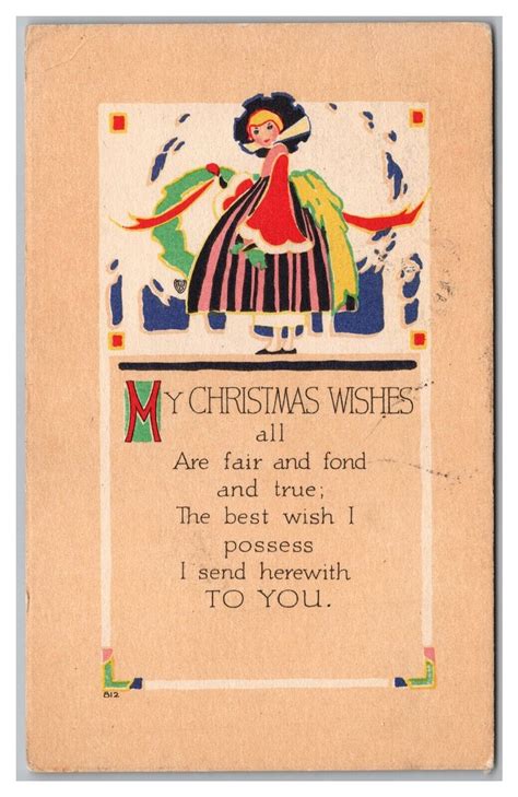 Postcard Christmas Wishes Art Crafts Pf Volland C1917 M23 Ebay