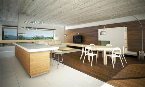 Fabulous modern bungalow house interior design. Modern interior bungalow with exposed concrete ceiling ...