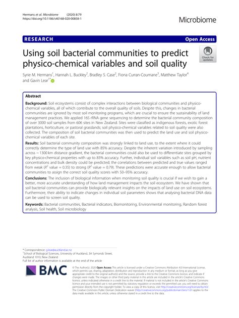 Pdf Using Soil Bacterial Communities To Predict Physico Chemical