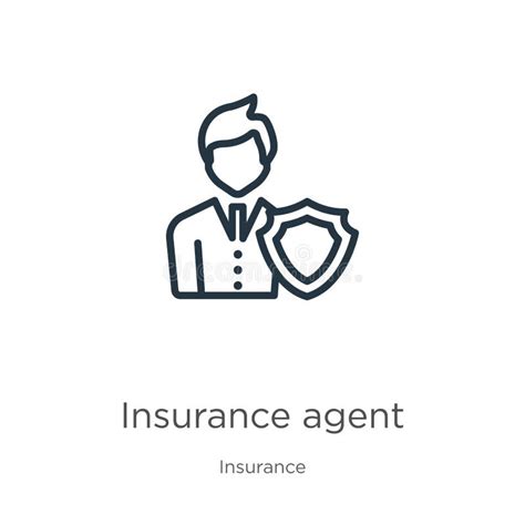 Insurance Agent Icon Thin Linear Insurance Agent Outline Icon Isolated