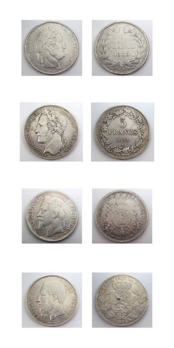 France 1835 1873—lot Of Four Silver 5 Francs Coins Catawiki