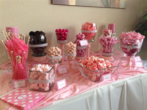Pretty In Pink Candy Bar All Pink Candies Birthday Snacks Pink Snacks Candy Buffet Bar